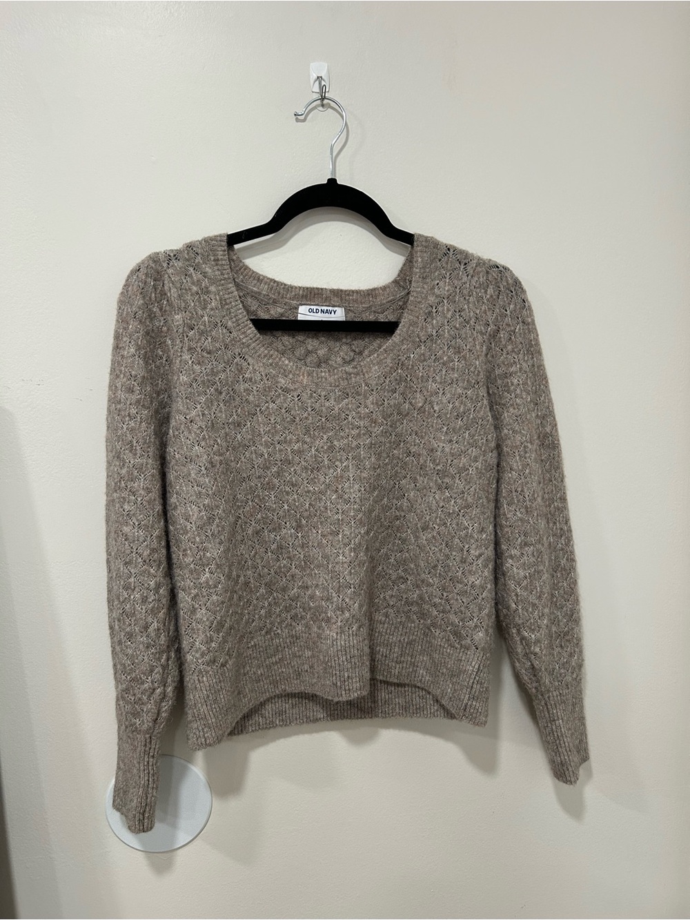 Old Navy Neutral Taupe Cable Crewneck Sweater